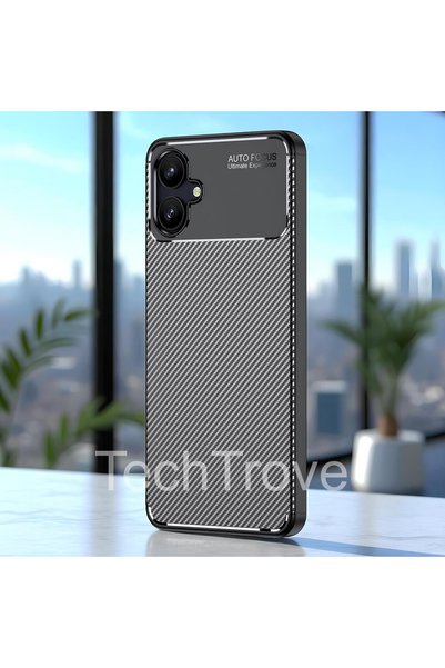 TechTrove حافظة لهاتف سامسونج جالاكسي A06 مع حماية للكاميرا وممتصة للصدمات من ألياف الكربون وغطاء سيليكون مقاوم للون