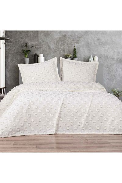femmhome Premium Pompom Luxury Pique Set - Bedspread Double Bohemian Circle