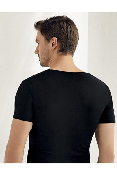 Şahinler Men's Short Sleeve Wide Collar Cotton Lycra Undershirt