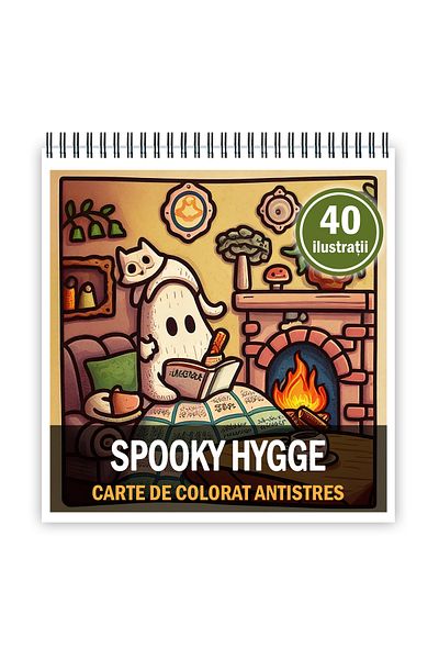 Legendary Gifts Mini coloring book for relaxation and anti-stress, 40 Spooky Hygge illustrations, 86 pages