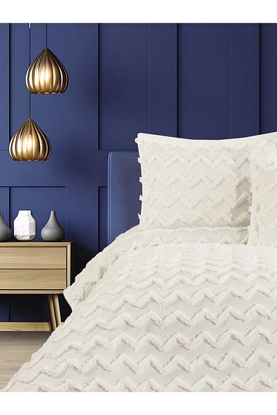 femmhome Premium Pompom Luxury Pique Set - Bedspread Double Bohemian Triangle