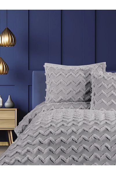 femmhome Premium Pompom Luxury Pique Set - Bedspread Double Bohemian Triangle