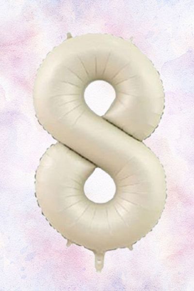Atölye Mi 8 Year Old Girl Birthday Concept Retro Cream Number Happy Birthday Banner Balloon Chain Set