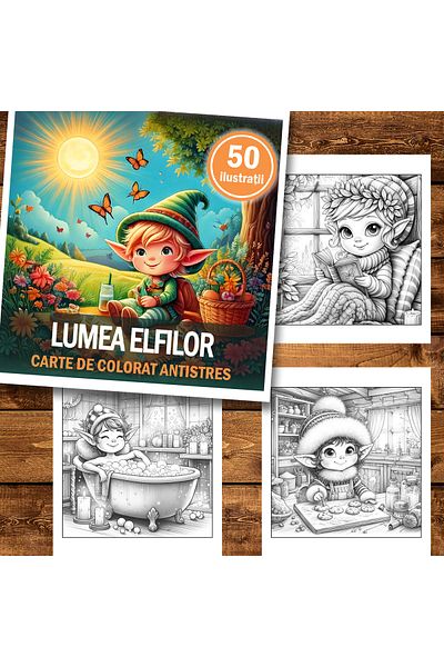 Legendary Gifts Mini coloring book for relaxation and anti-stress, 50 illustrations World of Elves, 106 pages