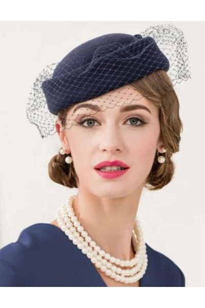 Confortino Luxury women's felt toca hat with veil - ONE SIZE, ADJUSTABLE