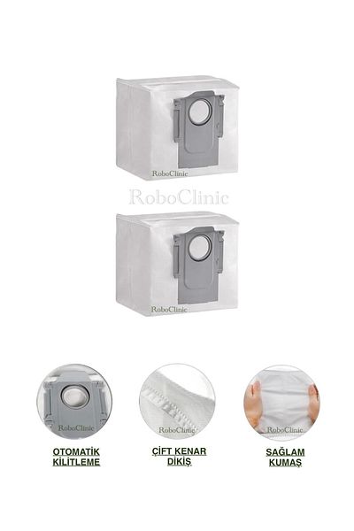 Roboclinic 2Pcs Dust Bags Compatible for Roborock S8 Plus, S8 Pro Ultra Robot Vacuum Cleaner