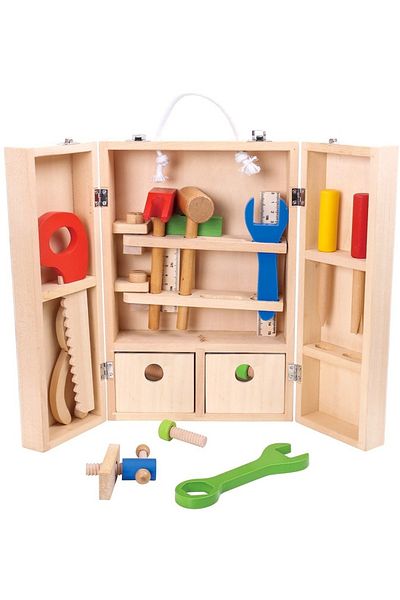 İSP Foldable Wooden Tool Kit 25 Tools and Accessories, "ISP Wood Set", for Kids, Developmental