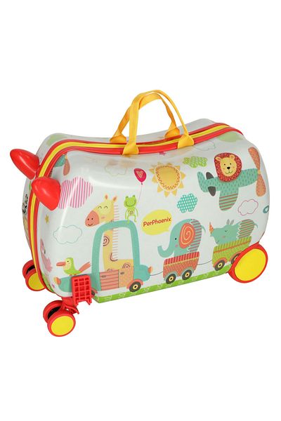 LikeSmart Troler Ride-On pentru copii "LikeSmart Zoo Trolley", 4 roti, Curea transport, Suport Picioare, 28L,