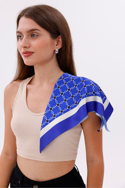 tarzınısec Blue Chain Patterned - Efes Model Scarf Estascarf