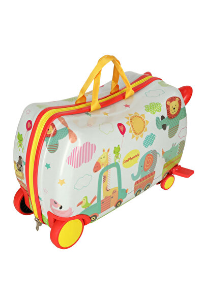 LikeSmart Troler Ride-On pentru copii "LikeSmart Zoo Trolley", 4 roti, Curea transport, Suport Picioare, 28L,