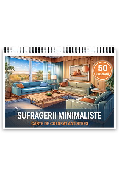 Legendary Gifts Anti-stress coloring book, 50 illustrations of Minimalist Living Rooms, 106 pages