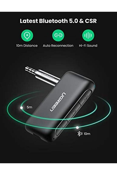 Ugreen Bluetooth Receiver for Car, Portable Wireless Bluetooth 5.0 Audio Adapter 3.5mm Aux Stereo Ou