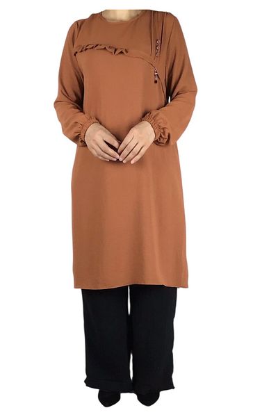 ECE GİYİM Women's Sport Tunic with Button and Stitching Detail on the Front