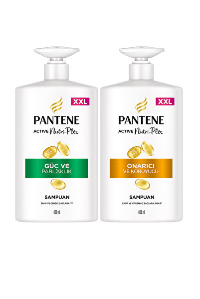Pantene 800 ml X2 Şampuan Paketi - Güç ve Parlaklık + Onarıcı Bakım