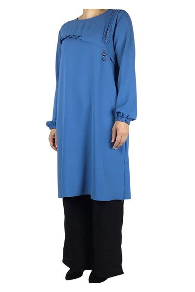 ECE GİYİM Women's Sport Tunic with Button and Stitching Detail on the Front