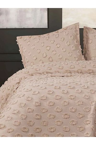 femmhome Premium Pompom Luxury Pique Set - Bedspread Double Bohemian Circle