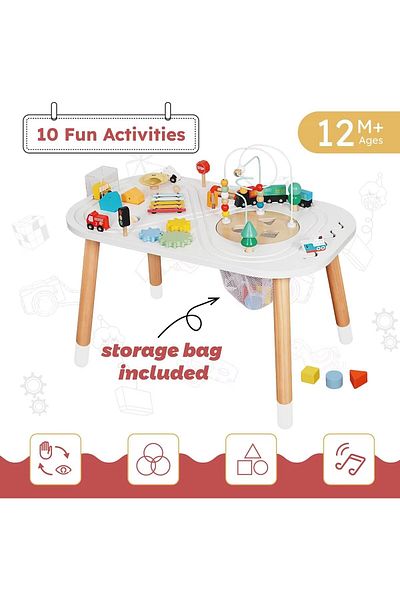 LikeSmart Multifunctional Wooden Table, Activity Table 10 in 1, Storage Bag, Sorter, Circus