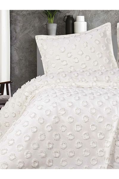 femmhome Premium Pompom Luxury Pique Set - Bedspread Double Bohemian Circle