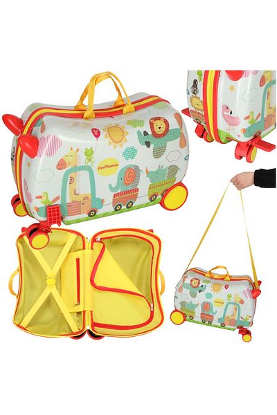 LikeSmart Troler Ride-On pentru copii "LikeSmart Zoo Trolley", 4 roti, Curea transport, Suport Picioare, 28L,