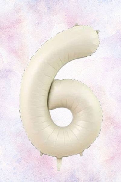 Atölye Mi 6 Year Old Girl Birthday Concept Retro Cream Number Happy Birthday Banner Balloon Chain Set