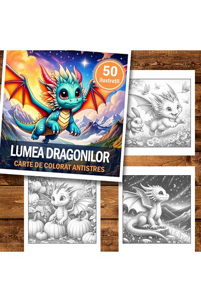 Legendary Gifts Mini coloring book for relaxation and anti-stress, 50 illustrations World of Dragons, 106 pages