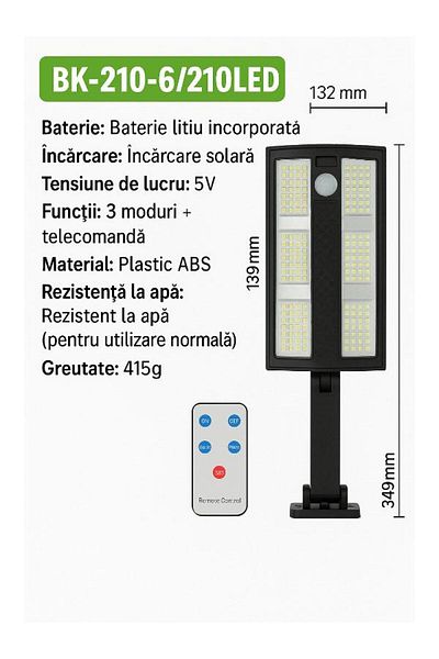 OEM Outdoor LED solar lamp with sensor, remote control, 3 modes, waterproof, yard, garden