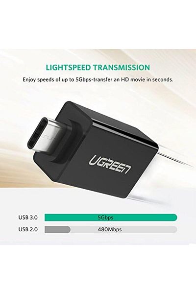 Ugreen USB C Adapter USB C to USB 3.0 A Male OTG Adapter Supports New MacBook, Galaxy S9, S8, Note 8