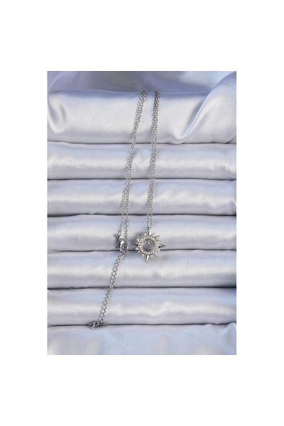 Skygo 316L Steel Chain Silver Color Zircon Stone Shining Star Necklace - Tj-Bko9084