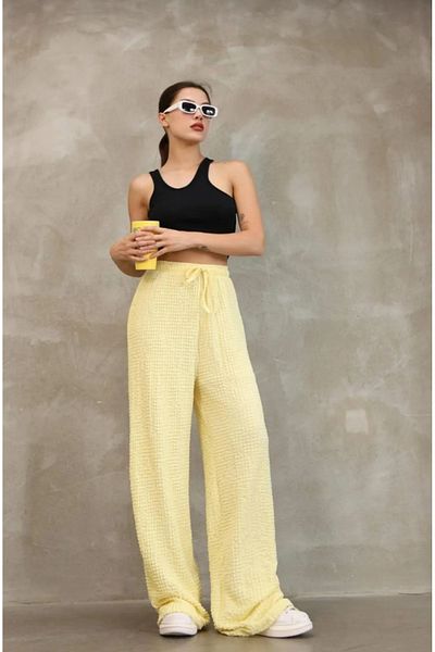 Butik High Waist [Gofre] Pants with Bolts