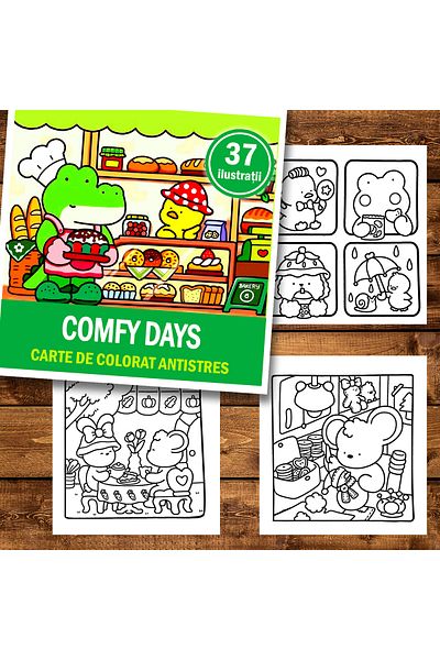 Legendary Gifts Mini coloring book for relaxation and anti-stress, 37 illustrations Comfy Days, 106 pages