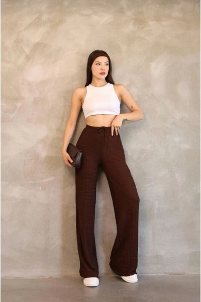 Butik High Waist [Gofre] Pants with Bolts