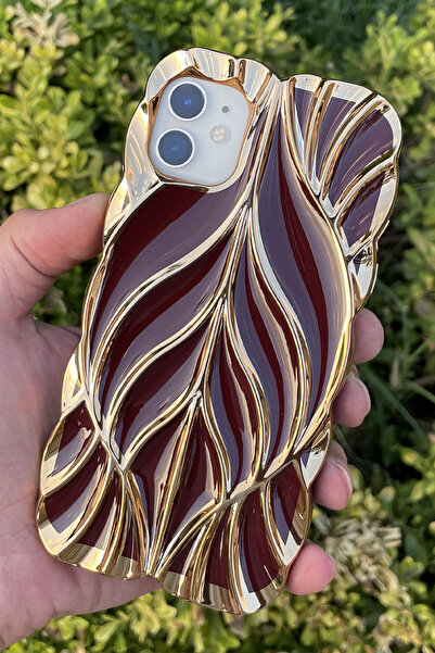 CEPSTOK iPhone 11 Kılıf Yaprak Desenli Parlak Darbe Önleyici Silikon Kapak