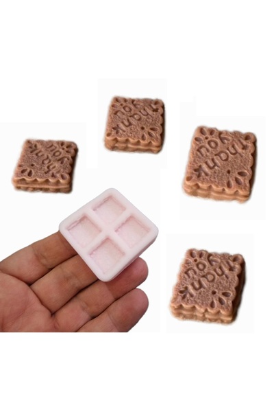 morlalem m 4'lü Mini Minyatür Kare Bisküvi Thank You Silikon Kalıp K-1432, Ko...
