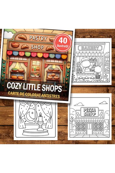 Legendary Gifts Mini coloring book for relaxation and anti-stress, 40 illustrations Cozy Little Hygge Shops, 86 pages