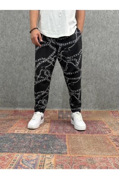 FıttingRoom Patterned Baggy Trousers with Elastic Waist