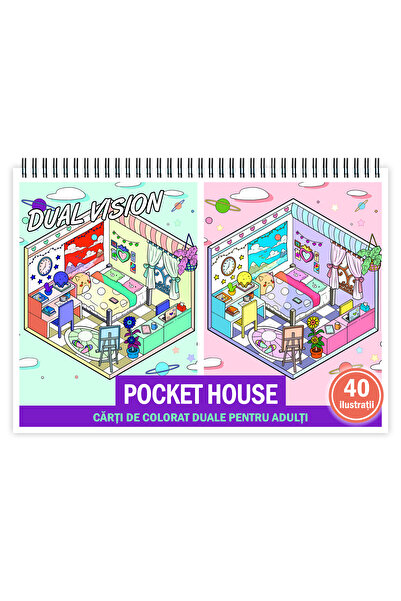 Legendary Gifts Carte de colorat Dual Vision, 40x2 ilustratii cu Pocket House...