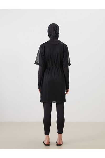 LC Waikiki Σετ γυναικείο μαγιό Hijab 4 τεμαχίων με μοτίβο μαύρο γιακά