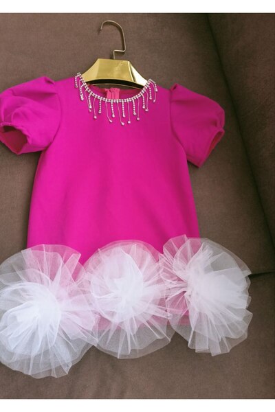 MODA Çiçekli Kız Çocuk Parti Elbisesi