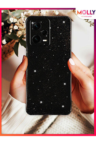 Molly POCO X5 PRO 5G İçin Siyah Berry Simli Parlak Silikon Kılıf