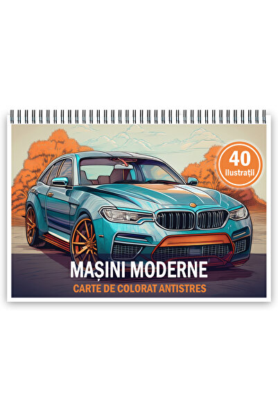 Legendary Gifts Anti-stress coloring book, 40 Modern Cars images, 86 pages