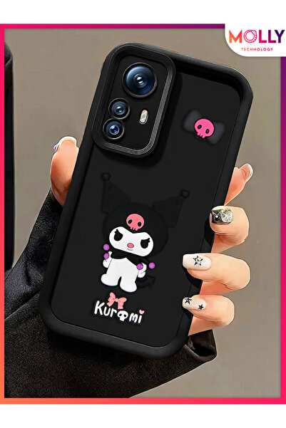 Molly Xiaomi REDMİ NOTE 12S İçin Siyah Kenarları Kalın 3d Kabartmalı Kawaii K...
