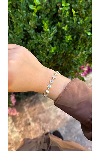 ZEYCE Gold Clover Pattern Full Stone Tarnish-Free Bracelet