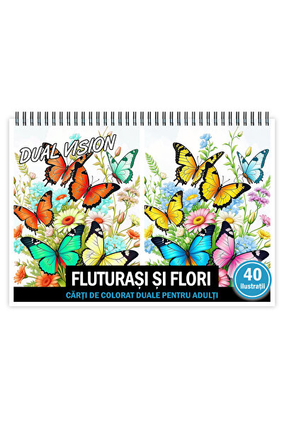 Legendary Gifts Carte de colorat Dual Vision, 40x2 ilustratii cu Fluturasi si...
