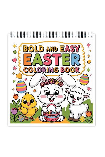 Legendary Gifts Mini coloring book for relaxation and anti-stress, 50 Bold and Easy Easter illustrations, 106 pages