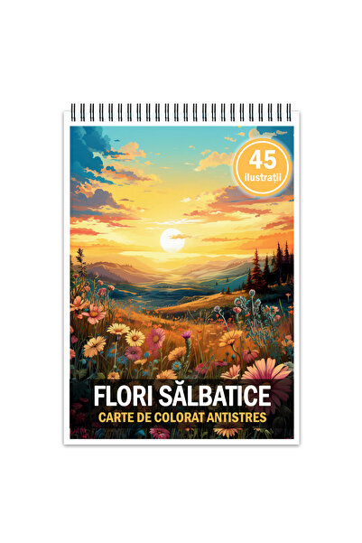 Legendary Gifts Антистресова книжка за оцветяване, 45 изображения на диви цве...