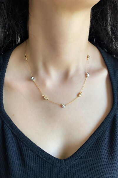 DEMOKAN Women's Necklace Rope Chain Mix Heart Detail Necklace