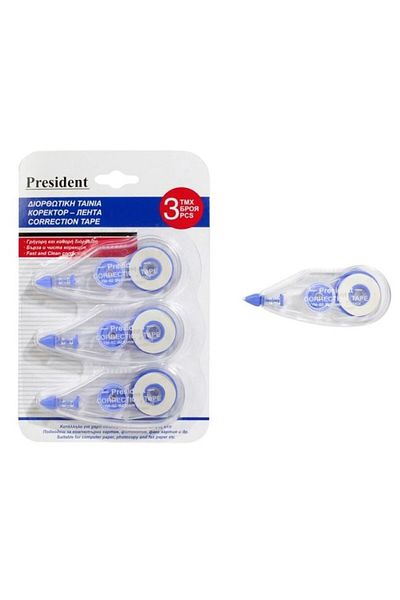 DAsiNU President Correction Tape Set, 8m x 5mm