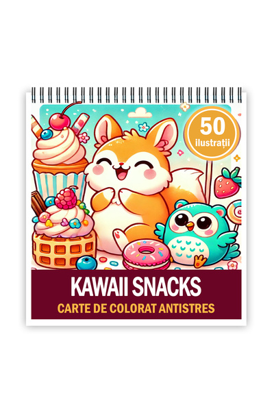 Legendary Gifts Carte de colorat antistres, 50 de imagini Kawaii Snacks, 106 ...