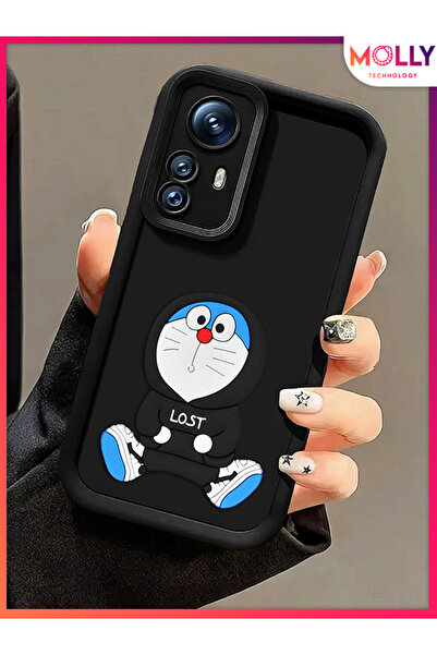 Molly Xiaomi REDMİ NOTE 12S Için Siyah Kenarları Kalın 3d Kabartmalı Doraemon...