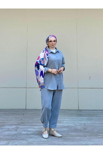 Ranasubaşı Muslin Shirt Suit Rs-090 Gray